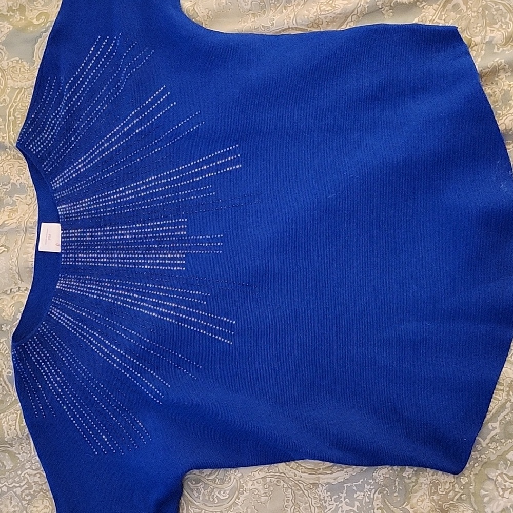 STARBURST SHIMMER EMBELLISHED KNIT TOP WITH ELBOW SLEEVES - Picture 4 of 10